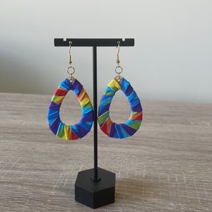 Handmade rainbow teardrop earrings